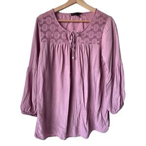 Women's ADRIENNE VITTADINI Blouse long sleeve embroidered light fabric fresh M.